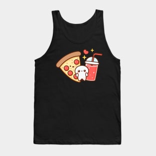 Kawaii Pepperoni Pizza and Drink | Design for Pizza Lovers | Cute Kawaii Food Art Tank Top